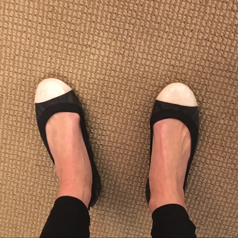 J. Crew Black w Cream Toe Flats Sz 8.5